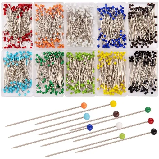 1000 Pieces Sewing Pins Glass Ball Multicolor Head Pins Straight Quilting Pins with Pearl Heads for Dressmaker Jewelry Decoration