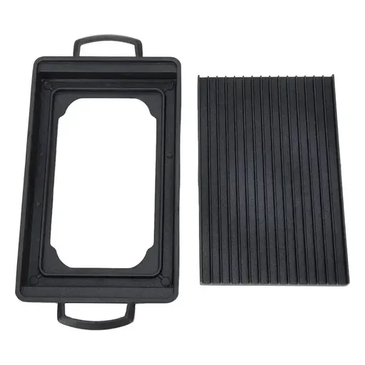 Mini Aluminium Alloy Charcoal Grill Pan with Fast Even Heating for Home Cooking, Camping and Picnics, Black, 24 x 15 cm