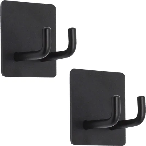 2 Pack Black Stainless Steel Non-Slip Self-Adhesive Bathroom Towel Holders