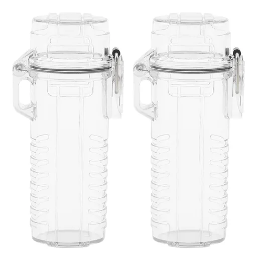 2Pcs Lighter Case Waterproof Lighter Storage Container Plastic for Outdoor Camping Hiking Transparent