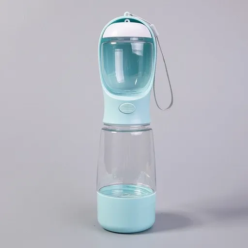 3-in-1 Outdoor Pet Water & Food Travel Bottle for Cats & Dogs, Sky Blue, 400ml Water 150ml Food Storage With Waste Bag Box & Hand Strap, Multi-Functional Walking Supply, Christmas Halloween Pet Lover Gift