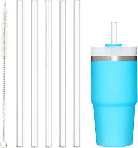 10 PCS Straw Cleaner Brush and 5Pcs Replacement Clear Straw for Stanley Cup 14oz 20oz Tumbler