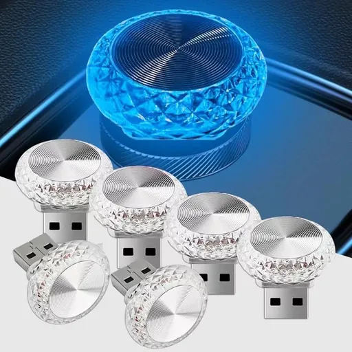 6 PCS USB LED Angel Eye Crystal Ambient Light, Car Interior Ambient Light, Plug and Play USB Decorative Night Light