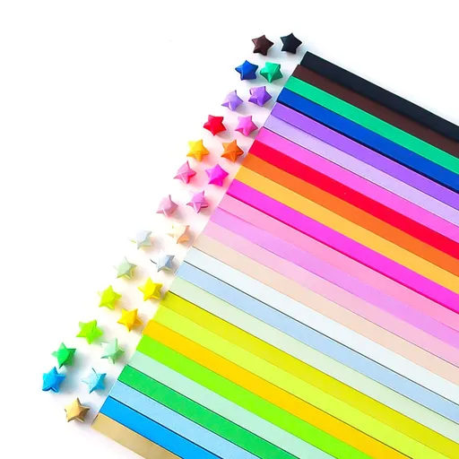 540 Sheets Origami Stars Paper, Double Sided 27 Colors Decoration Paper Strips Gradient (Rainbow Color)