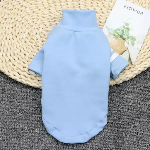 Dog Clothes Pet Clothing High Collar Base Shirt Two-bar bottoming shirt blue