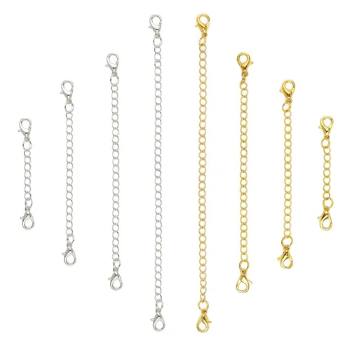 8Pcs Stainless Steel Necklace Extender Chain Links,for Bracelet Anklet Stainless Steel Chain Extenders (4 Gold, 4 Silver)