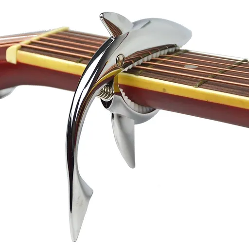 Zinc Alloy Guitar Capo Shark Capo for Acoustic and Electric Guitar with Good Hand Feeling, No Fret Buzz and Durable(Silver)