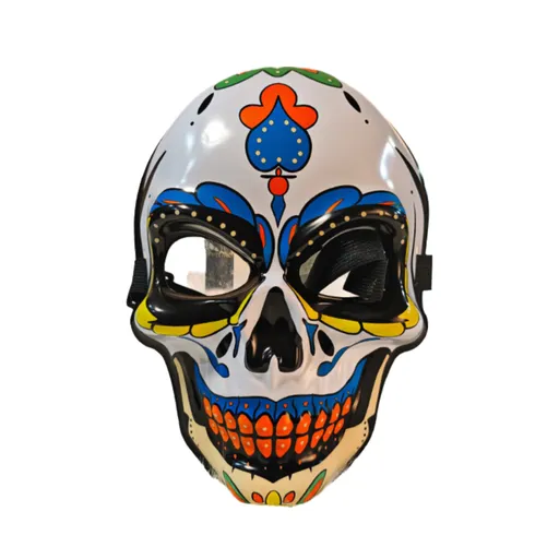 Day of the Dead Sugar Skull Mask - Mexican Dia de los Muertos Painted Skull Face Mask for Halloween & Masquerade (Style 1)