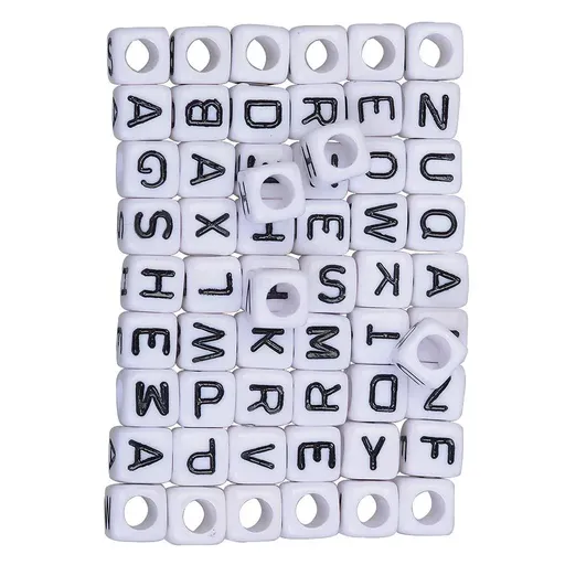 200 Pieces Mixed Square Acrylic Alphabet Beads, Large Hole Letter Charms for Bracelets Necklaces and Jewelry Making, 6 mm