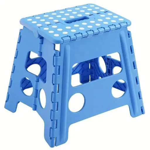 Portable Folding Plastic Stool Lightweight Collapsible Chair for Outdoor Travel - Blue