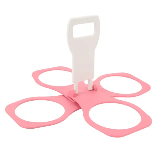 Drink Carrier 4 Hole Foldable Lightweight Plastic Beverage Carrier with Handle for Coffee Beer Roseate