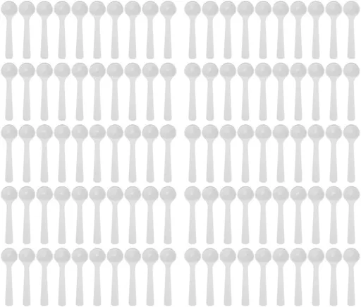 Measuring Spoons Set, 100Pcs PVC Fertilizer Spoon, High Temperature Resistance Measuring Spoon Long Handle Scoop, Small Tablespoon Measurement Spoon Set for Gardening 2ml/1g