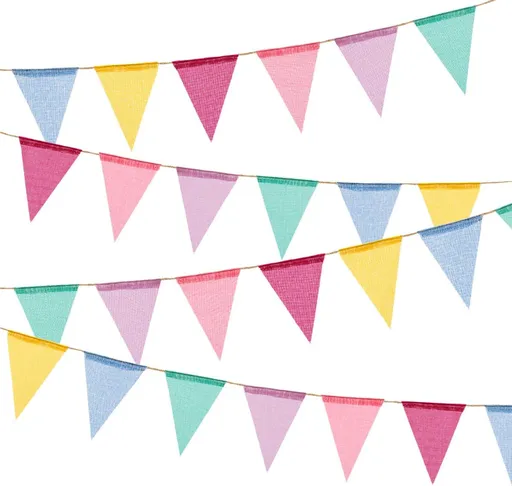 72 Flags Imitated Burlap Pennant Banner Multicolor Fabric Triangle Flag Bunting for Summer Party and Festival Classroom Hanging Decorati