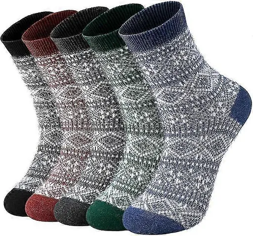 Wool Socks for Women 5 Pairs Warm Boot Crew Cozy Winter Soft Socks Set