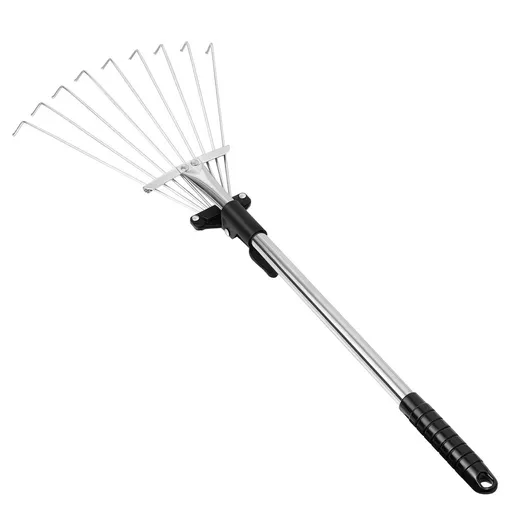 Metal Leaf Rake Tools Gardening Supplies Adjustable Rakes for Leaves Clean Heavy
