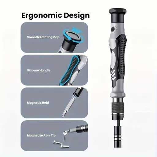 Black precision screwdriver set, drill bit set, DIY tools, professional tools, high-quality tools, electronics repair kit, compact tool set, durable screwdriver bits