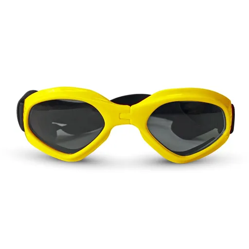Foldable Pet Dog Goggles Sunglasses Adjustable UV Protection Windproof Snowproof Eye Wear for Car Rides Outdoor Travel Beach Walking Skiing (Yellow)