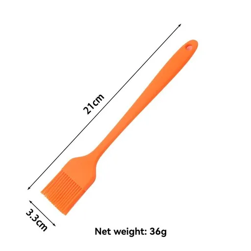 silicone oil brush, grilling brush, baking brush, high heat resistant brush, 21cm brush, baking cloth brush, kitchen tools, bbq accessories, non-stick brush, oil spreading brush - Orange - Size 6PCS