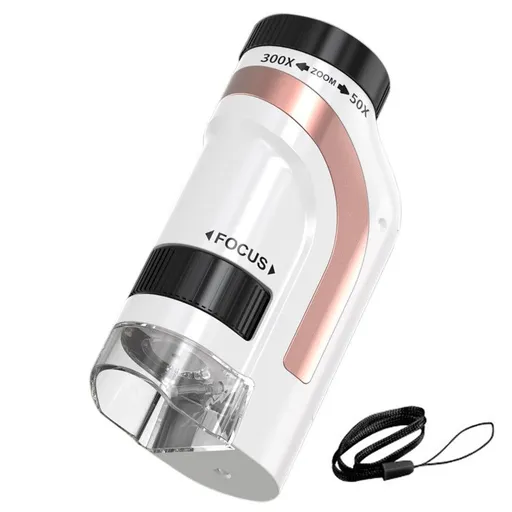 50X-300X Handheld Microscope with LED Lights Portable Pocket Zoom Pink