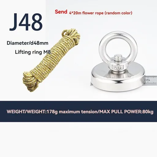 neodymium fishing magnet, N52 magnet, magnet fishing kit, deep sea magnet, river magnet fishing, Sera Phina magnet, strong magnet for fishing, Australian magnet fishing gear - Silver - Size j48-20Y