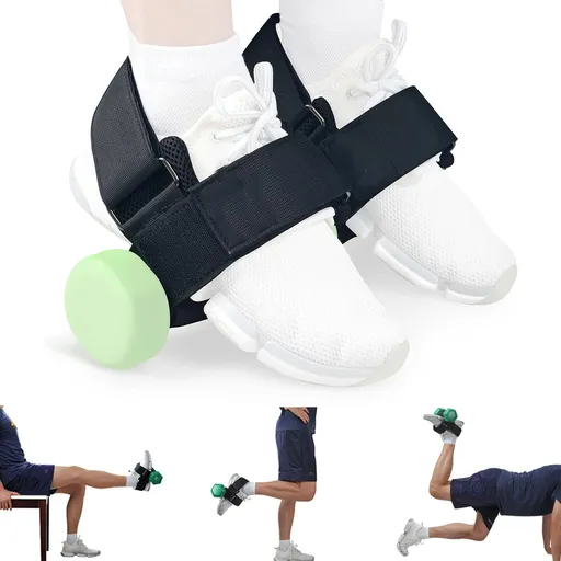 1-Pair Heavy Duty Ankle Strap Compatible With Dumbbell for Weightlifting - Adjustable Foot Attachment for Leg Curls, Extensions & Hip Abductors