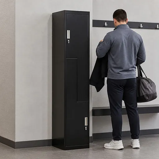 Black Two-Door L-shaped Office Gym Shed Storage Lockers