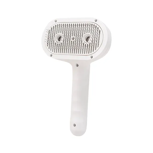 1 Piece Mist Spray Pet Comb, double hole humidifying anti static grooming brush with rounded teeth for cats and long haired pets, White