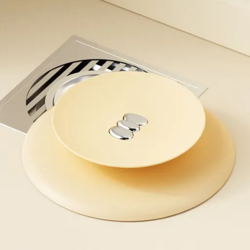 UFO-Style Press-Type Floor Drain Odor-Proof Cover with Silicone Sewer Anti-Odor Filter Stopper—Yellow