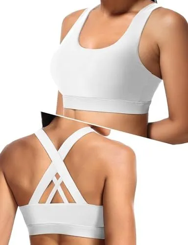 High-support Cross-back Sports Bra For Yoga, Running, Gym Workouts, XL (white)