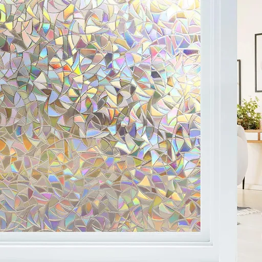 Electrostatic window film with rainbow effect, decorative anti-glare window film, 3D anti-UV window film, 45x200cm 45X200