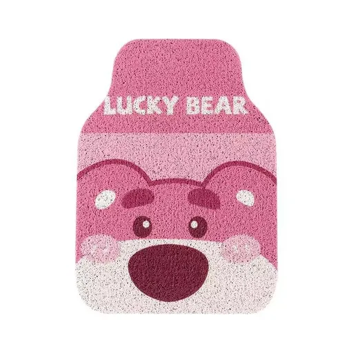 Cartoon Bear Car Floor Mats PVC Universal Non Slip Pink bear head Front 1