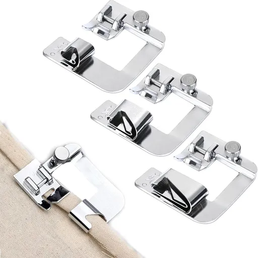 Sewing machine feet - Hem Presser Foot - 3 Sizes - Sewing Machine Hemming Foot Kit - universal presser feet - Presser feet - sewing machine accessories - Rolled hem presser foot for most sewing machines with low spindle adapter (4/8, 6/8, 8/8 inch)