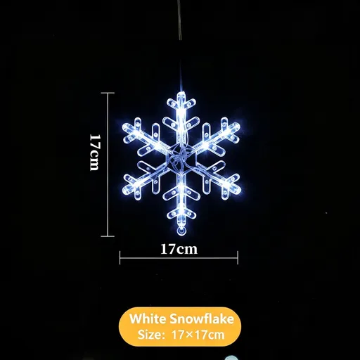 White Light Snowflake LED Suction Cup Lights, Battery Powered Christmas Curtain Lamp, Simple Winter Window Decor