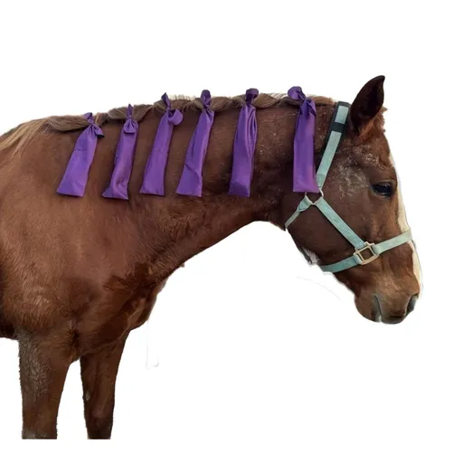 Protect Horse's Mane from Wind, Sun & Mud - Prevents Tangles, Rubbing Out and Breakage - Made with Nylon - Easy to Use and Washable - Set of 8 Purple;