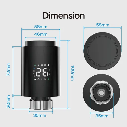 Smart Thermostatic Radiator Valve, Intelligent Radiator Valve with LED Display, Supporting Mobile App Control Radiator Controller