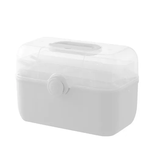 Medicine Storage Box Plastic Multi Layer Large Capacity Medicine Cabinet for Household White (large)