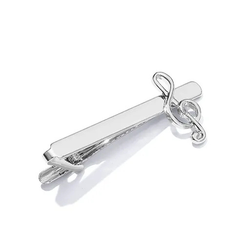 Business Tie Bar Men Tie Clip Creative Silver High-end Fashion Clips Gifts Charms Jewelry Pins Music Note Decoration Shirt