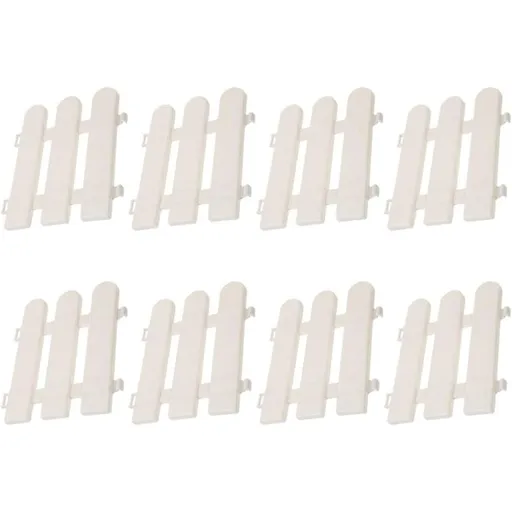 8pcs White Plastic Garden Fence for Patio and Garden Paths, Sturdy and Smooth Surface Design, Lightweight Build for Easy Installation and Outdoor Use
