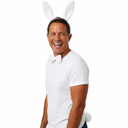 3pcs Set Animal Costume Dress Up Party Bow Tie Tail Ears Book Week - White Rabbit