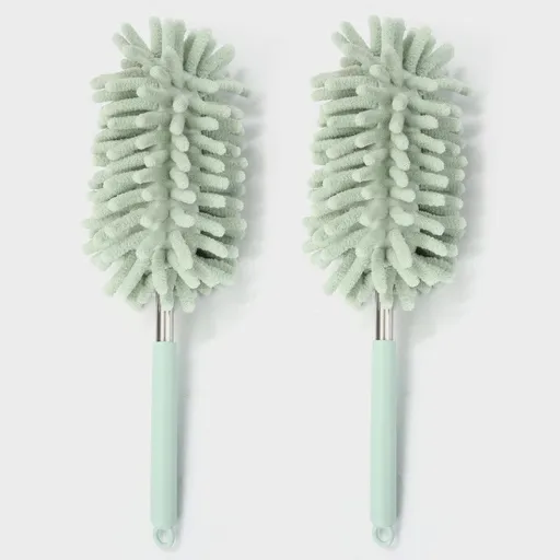 Chenille Duster, Strong Absorption & Dust Trapping Cleaning Brush, Reusable for Home, High Places, Crevices, and Under-Bed Cleaning - Green