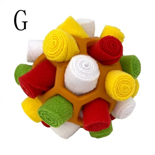 Interactive Snuffle Ball Dog Toy for Mental Stimulation and Foraging – Plush Fabric Strips in a Durable Hollow Ball for Hiding Treats, Encouraging Natural Sniffing Instincts, and Keeping Your Pup Busy (G)
