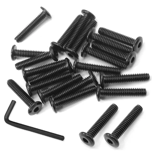Biaungdo 30 Pcs Flat Head Allen Bolts, 1/4-20 x 1-1/4 Inch Black Carbon Steel Socket Cap Screws for Furniture