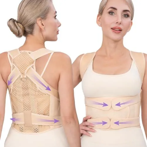 Posture Corrector Brace For Daily Use, Work, And Sports To Improve Slouching, L (Beige)