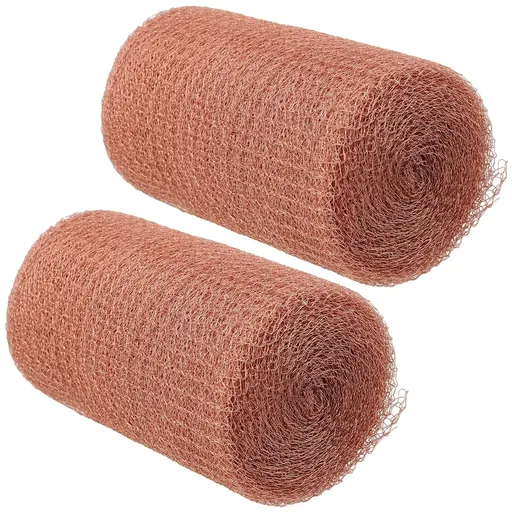 2 Pack Copper Mesh Roll, 5 Inch x 32 Feet Pure Copper Roll, Knitted Copper Mesh Roll, Copper Fabric Mesh Blocker for Hole