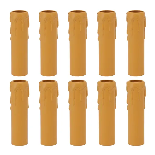 10pcs 4 Inch Candle Covers Sleeves Simulation Vintage Wax Drop Candle Socket Covers for Chandelier Yellow