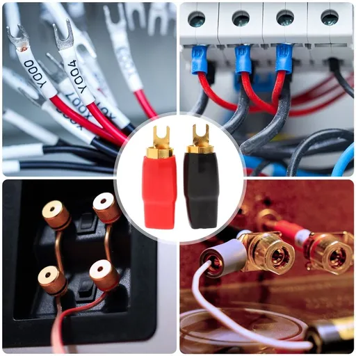 2 Pairs 0 Gauge Copper Spade Terminal Crimp Connectors Adapters for Speaker Wire Cable - 0GA Barrier Spades