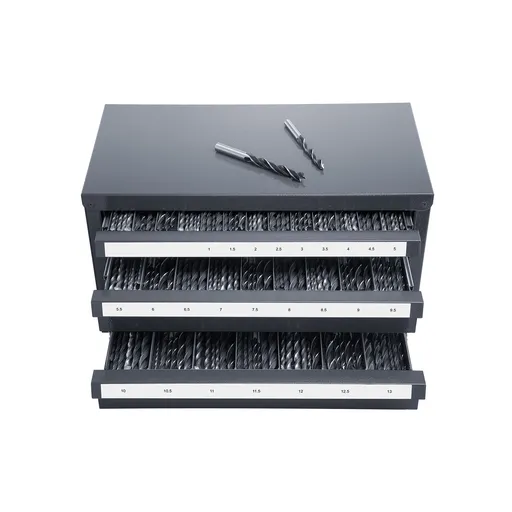 Drill Bit Dispenser Cabinet, Three-Drawer Drill Bit Organizer Cabinet for 1mm to 13mm, Steel Drill Dispenser Organizer Cabinet with Labels, Stackable Drill Dispenser for Drill Bit Storage