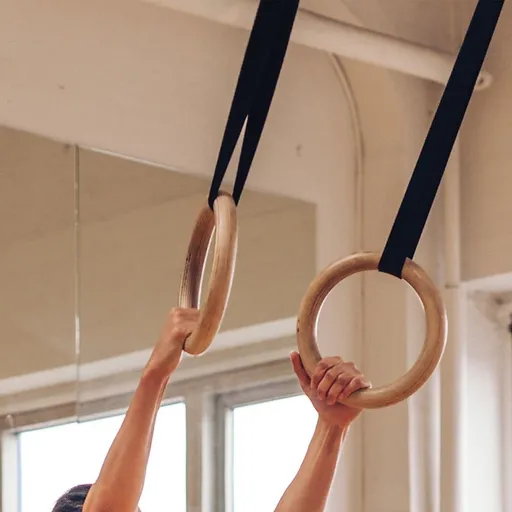 202mm Wooden Gymnastic Rings – Olympic Gym Strength Training & Fitness
