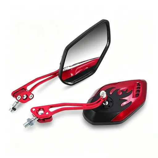 1 Pair Motorcycle Bicycle Rearview Mirror With Mount, Red