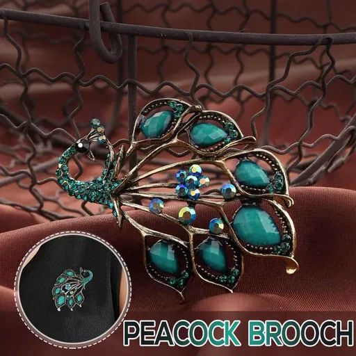 Vintage 1.58cts Rose Cut Diamond Gemstone Studded Silver Peacock Brooch Jewelry